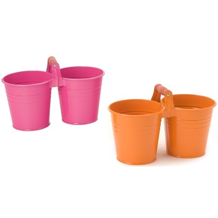 Next2Nature 8122E HPK-TA S-2 Enameled Galvanized Double Planter, 2PK NE2434488